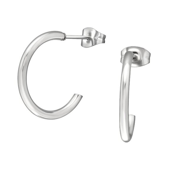 Stainless Steel Huggie Hoop Earrings 20mm - Picture 1 of 7